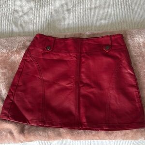 Free people leather Red Mini Skirt